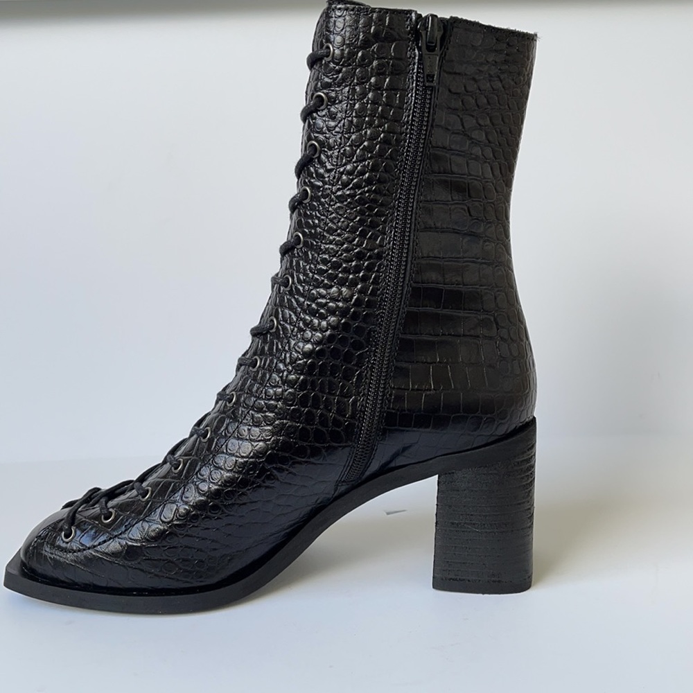 Free People Margaux Croc Embossed Leather Booties - Picture 4 of 10